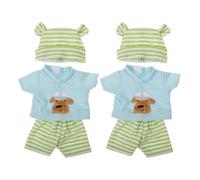 Vaguelly 2 Set di Vestiti per Bambole: per Bambole da 10 Pollici - Abbigliamento a Righe in Cotone con Cappello - Accessori per Guardaroba da Casetta per Giochi di Ruolo e Vestirsi