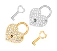 Vaguelly 2 Set Lucchetto a Cuore con Chiave, Coppia di Lucchetti, Lega di Zinco, Argento, Forma a Cuore, Decorativo per Borsa e Regalo