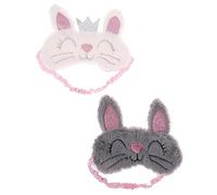 Vaguelly 2pezzi Maschera Per Occhi Di Coniglio in Peluche Per Dormire Per Ragazza e Ragazze Adatta Per Viaggiare in Aereo Treno e Auto Creando Un Per Sonno