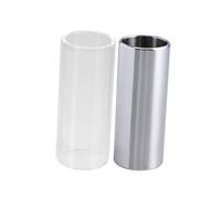 Vaguelly 2pezzi Slide Per Chitarra in Vetro Trasparente e Acciaio Inox Argento Bottleneck Medio Per Sustain Superiore e Intonazione Chiara Accessori Per Musicisti e Appassionati Di Chitarra