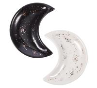 Vaguelly 2pezzi Vassoio Lunare in Ceramica Per Gioielli e Cristalli Da Piatti Decorativi Forma Di Portaoggetti Elegante Per Anelli Collane Ed Esposizione Di Pietre Preziose