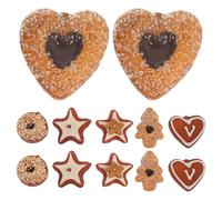 Vaguelly 2sets Biscotti Finti di Natale Cibo Simulato Realistico Cracker e Dolci Forme Cuore Stella Albero Decorazione Casa Cucina Display Prop per Fotografia Educazione Culinaria