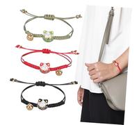 Vaguelly 3 Bracciali Maneki Neko Regolabili con Campanellino Giapponese per Ricchezza Salute Fortuna Uomo