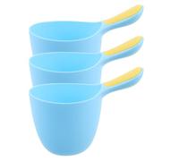 Vaguelly 3 pezzi di tazze da bagno per neonati: mestolo per acqua blu in plastica, secchio per il bagno, tazza per il risciacquo della vasca per neonati, brocca per il lavaggio dei dei bambini, tazza