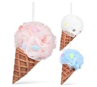 Vaguelly 3 Pezzi palla da bagno gelato Giochi per il bagno per giocattoli da doccia corpo dei per i spugna formata bob luffa per BAGNO