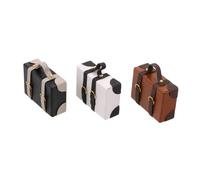 Vaguelly 3 Pezzi Scale Tiny Storage Cases Faux Leather Mini Briefcases For Mini Decor And Party Scenes Vintage Style