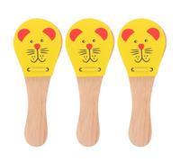Vaguelly 3 strumenti a percussione per bambini: mini nacchere in legno con motivo a topo - nacchere a tema animale per l'educazione musicale precoce e la coordinazione occhio-mano