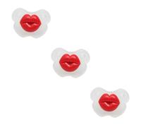 Vaguelly 3pezzi Ciuccio Silicone Forma Di Labbra Rosse Per Accessorio Divertente e Sicuro Per Calmante e Allattamento Facile Da Pulire Per Non Possono Bere Latte
