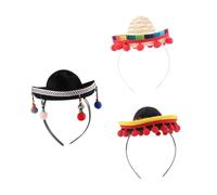 Vaguelly 3pezzi Fascia Per Da Fascia Per Festival Mini Cappello Messicano Accessorio Per Da Donna e Ragazza