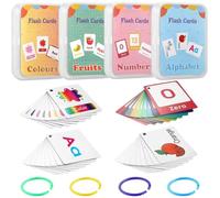 Vaguelly 4 pezzi Flash Cards Studio Inglese per Leggere e Portatili Carte Educative con Lettere Numeri Colori Animali e Frutta per Apprendimento Prescolare