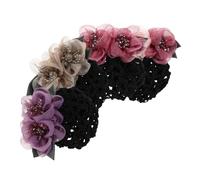 Vaguelly 4 Pezzi Flower Hairnet Mesh Bun Cover For Nurses Breathable Vintage Snood Net With Rhinestone Barrette Clip Secure Fit For Work Hotel Bank Party