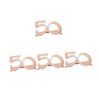 Vaguelly 4 Pezzi Occhiali Da Compleanno Digitali Per Adulti Eleganti Con Montatura Da Cinquant'Anni Da Donna Deluxe A LED Per Feste Con Foto Numeri Decorativi In Plastica Oro