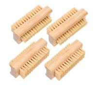 Vaguelly 4 Pezzi Spazzole per Unghie Doppia Faccia in Bambù con Setole di Juta e Cinghiale Pennelli Ecologici per Pulizia Profonda e Rimozione Mani e Piedi Strumento Manicure Naturale
