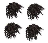 Vaguelly 4 Pezzi Treccia Di Parrucca Corta Borgogna All'uncinetto Pre Avvolte Nastro Per Contorto Intrecciare Orpello Seta Di Yaka in Fibra Chimica Ad Alta Temperatura Black