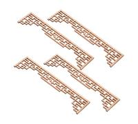 Vaguelly 4 Wood Onlays Applique Chinese Architectural Beam Models For Diy Dollhouse Table Furniture Decoration Unfinished Wood For Custom Painting And Carving