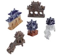 Vaguelly 5 Pezzi Pavilion Statue Decor in Ceramica, Ornamento per Bonsai e Giardino, 6.5x5 cm, Non sbiadisce