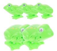 Vaguelly 5 Pezzi Rana Meccanica Giocattolo Giocattoli Che Saltano per L'apprendimento Precoce Orologio Ragazzo Giocattoli Animali Esasperare Giocattolo Rana Plastica Green