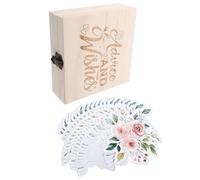 Vaguelly 50 Carte Previsione e Consigli per Shower con Scatola in Legno per Ricordi, Gioco Interattivo con Design Floreale per Nuovi Genitori e Ospiti di Tutte le Età