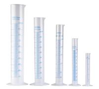 Vaguelly 5pezzi Cilindri Graduati in Plastica Trasparente per Laboratorio Misurino con Base Stabile Sicuri e Pratici per Chimica e Didattica Capacità