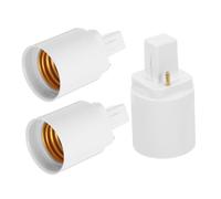 Vaguelly Adattatore Portalampada G24D a E27 3 Pezzi, Convertitore per Luce a 2 Pin in Ottone Nichelato e Pbt Ignifugo per LED Compatibile Ufficio, Negozio e Casa