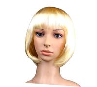 Vaguelly bionda parrucche parrucchino quotidiano White dritta bob Short Bob Wig corta con frangia di arancioni femminile D'oro