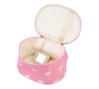 Vaguelly Borsa Per Cosmetici Flamingo in Pu Maniglia, Organizer Per Trucco Da Viaggio, Capiente e Leggera, Porta Pennelli Separato, Colore Rosa