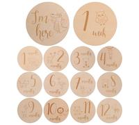 Vaguelly Carte Milestone per Bimbi Numeri e Animali in Plastica Khaki, Decorazione per Room e Photography, Set 14 Pezzi per Ricordare Ogni Mese