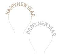 Vaguelly Cerchietti Per Chioma Lettere Di Strass Happy New Year, Set Da 2 Pezzi, Fascia Leggera Decorativa Per Feste Di Capodanno e Natale, Accessorio Da Festa Per Donne e Ragazze