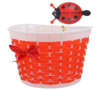 Vaguelly Cestino per Bicicletta e Scooter Rosso, Plastica, Fatto a Mano | Decorazione Fiocco e Campanello, per Bambine, Colore Casuale, Pratico per Riporre Oggetti Stile Casuale