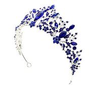Vaguelly Corona Barocca Blu Strass Fascia Per Capelli Da Donna Tiara Per Matrimonio e Festa Accessori in Lega Brillante Copricapo Elegante e Unico Per Spose e Damigelle
