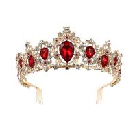 Vaguelly Corona da Sposa con Strass e Pettine Tiara per Matrimonio Donna Fascia per Chioma Elegante in Metallo Dorato Accessori Chioma per Cerimonie e Foto Resistente e Facile da