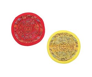Vaguelly Cuscinetti per Ciotola Tibetana Buddista 2 Pezzi 10 Cm Ricamato Ecocompatibile Antiscivolo per Strumenti Rituali Buddisti Accessori per Campane Sonore e Meditazione