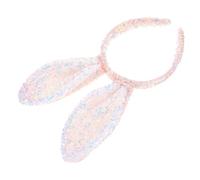 Vaguelly Fascia Per Orecchie Da Coniglio Contro Orecchio Accessori Bunny Carino Banda Per Orecchie Da Coniglio in Pizzo Ragazza Fascia Per Donne Paillettes Rosa