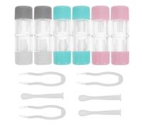 Vaguelly Kit da 3 mini lenti a contatto portatili - Custodia in plastica compatta con applicatore per lenti a contatto - Contenitore da viaggio per esterni e conservazione in ammollo