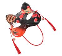 Vaguelly Maschera da Gatto di Halloween in Abs Leggera e Comoda Mezza Maschera Dipinta a Mano Stile Giapponese per Feste di Carnevale Cosplay Taglia Unica Elastica