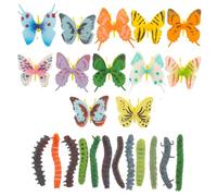 Vaguelly Modelli Farfalle e Bruchi in Plastica Giocattoli Educativi Montessori per Apprendimento Cognitivo e Giochi Immaginativi