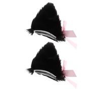Vaguelly Mollettoni per Chioma Orecchie Gatto in Pelo Sintetico Nero, Accessori con Gatti per Feste e Conventions, Fermagli Chioma Comodi e Decorativi a Forma di Orecchie da Gatta