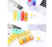 Vaguelly Organizzatore Farmaci da Viaggio Portatile in Plastica 28 Scomparti Rotondi e 4 Sezioni per Mattina, Mezzogiorno, Pomeriggio e Notte, Facile da Staccare per Casa