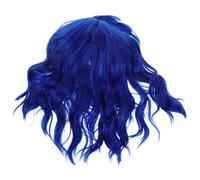 Vaguelly Parrucca Corta Riccia Blu Scuro con Frangia per Donne Parrucca Sintetica a Caschetto Fino al Mento per Cosplay Feste e Travestimenti Halloween Carnevale