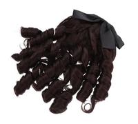 Vaguelly Parrucca Sintetica Lunga Riccia Da Donna Fiocco, Parrucca Ondulata Per Feste e Balli, Decorativa e Facile Da Applicare, Adatta a Matrimoni e Serate Di Gala, Colore Marrone Scuro,