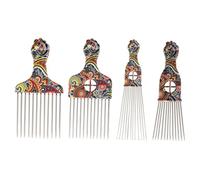 Vaguelly Pettine Per Chioma Afro 4 Pezzi Set in Acciaio Inossidabile Antistatico a Denti Larghi Per Lo Styling e Districante Adatto a Chioma Ricci e Lisci