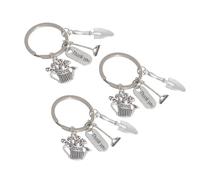 Vaguelly Portachiavi e Decorazioni da Giardiniere in Metallo Argento 3 Pezzi Mini Rastrello e Paletta, Portachiavi Creativi per Organizzare Chiavi la Festa del Ringraziamento