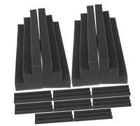 Vaguelly Set 12 Pezzi Trappole Per Bassi in Schiuma Fonoassorbente Trapezoidale Nera 7,5x7,5x30 Cm, Pannelli Acustici Per Pareti e Angoli, Materiali Antifiamma Per Home Studio, Ufficio e Sale Riunioni