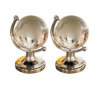 Vaguelly Set 2 Pezzi Globo da Tavolo in Vetro Borosilicato 4cm, Decorazione Creativa e Compatta a Forma di Globo Geografico, Base Solida per Arredamento Casa e Ufficio