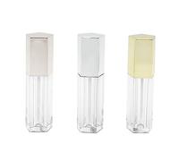 Vaguelly Set 3 Flaconi Vuoti Per Lucidalabbra Pentagonali, Piccoli e Leggeri, Materiali Resistenti Per Trucco e Olio Labbra, Per Viaggi e Uso Personale, Colori Argento, Oro e Rosa Gold