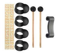 Vaguelly Set 9 Accessori per Tamburo della Lingua Copri Dita per Tamburo Percussione in Silicone e Plastica Nero, Previene la Perdita e Rotolamento Bacchette