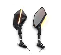 VAHAKKRMVM Specchietti per motociclette per Ducati per Monster 696 797 821 per Hypermotard 950 con Luce di Svolta 8 10mm Specchietto Retrovisore Moto(Colore Fibra di Carbonio)