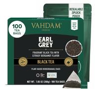 VAHDAM, bustine di tè nero Earl Grey (100 bustine), caffeina media, non OGM, sen