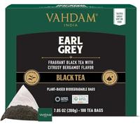 VAHDAM, di tè nero Earl Grey (100 bustine), caffeina media, non OGM, senza glutine | Agrumi, bergamotto e delicato | Bustina richiudibile con chiusura lampo | Bustine di tè a base vegetale