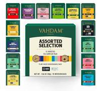 VAHDAM, Tè Assortiti (15 Gusti, 15 Bustine) | Scatola da Tè per Infusione con Tè Nero, Tè Verde, Tè Oolong, Tè Chai e Tisana | Confezioni Regalo di Tè di Capodanno per Donne e Uomini